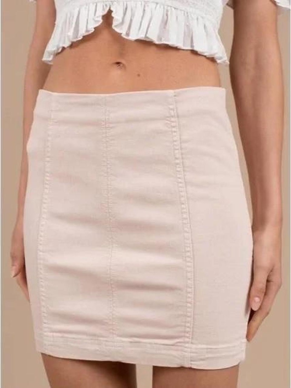 Free People Light Pink Mini Skirt with Panel Stitching